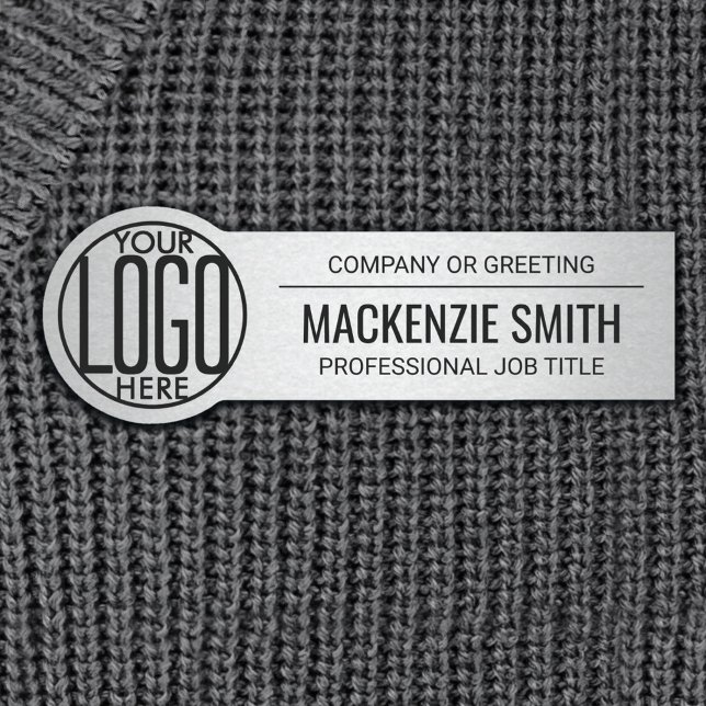Round Business Logo Gray Color Plastic Employee Name Tag (Creator Uploaded)
