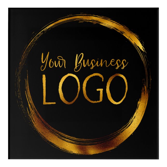 Round Business Logo on Black Promo Acrylic Print (Front)