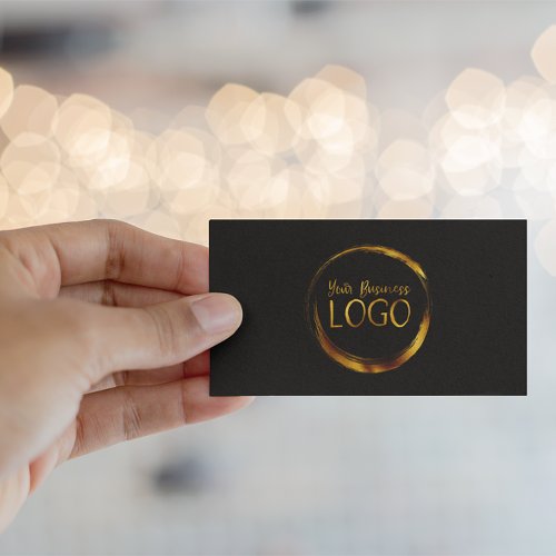 Round Business Logo on Black Promo Business Card