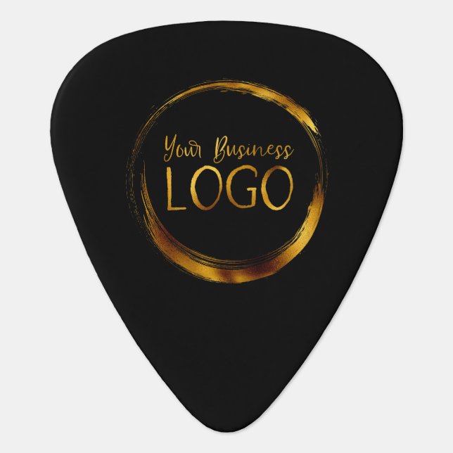 Round Business Logo on Black Promo Guitar Pick (Front)
