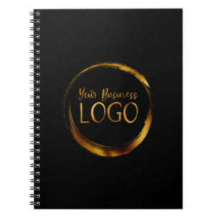 Round Business Logo on Black Promo Notebook