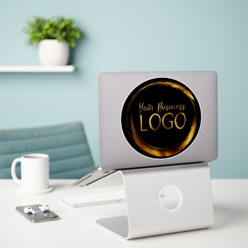Round Business Logo on Black Promo Sticker
