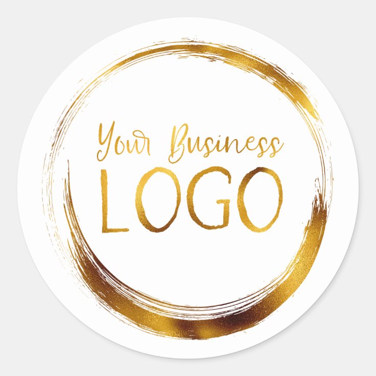 Round Business Logo on White Promo Classic Round Sticker | Zazzle