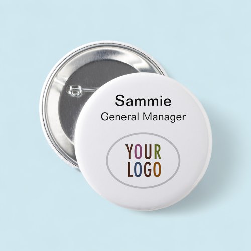 Round Button Employee Name Tag Pin Company Logo