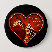 Round Button Pin Giraffe April Mom and baby