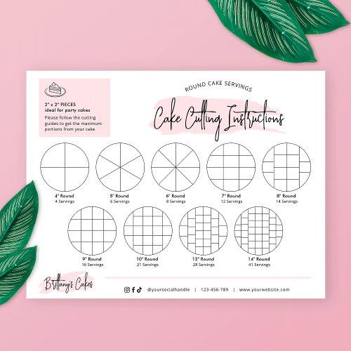 Round Cake Cutting Guides 2x2 Portions Blush Pink