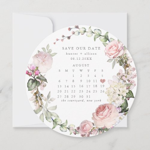 Round Calendar Save the Date Holiday Card