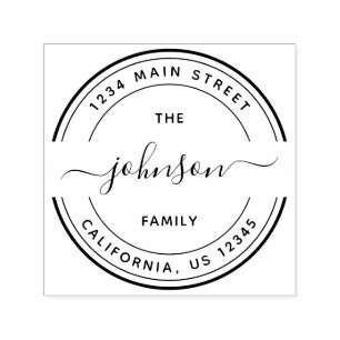 Round Calligraphy Script Family Return Address Self-inking Stamp