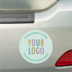 Round Car Bumper Magnet Company Logo Mint Green