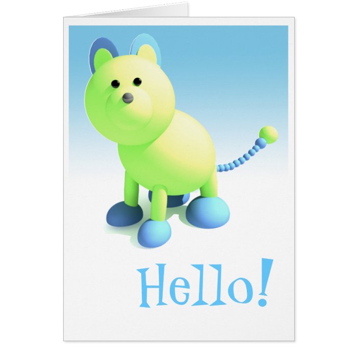 Round Cat "Hello" greeting card