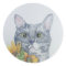 Round cat with sunflower sticker