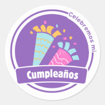 Round celebratory sticker