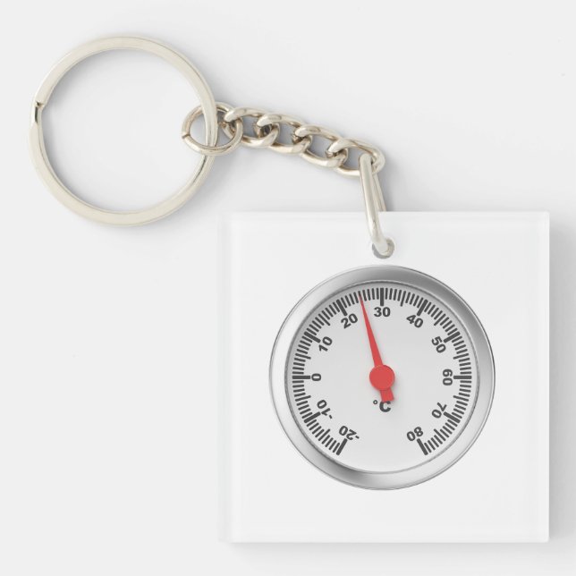 Round Celsius thermometer Keychain (Front)