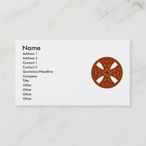 Round Celtic Cross in red and gold Business Card