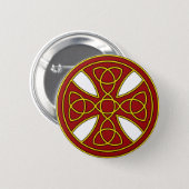 Round Celtic Cross in red and gold Button (Front & Back)
