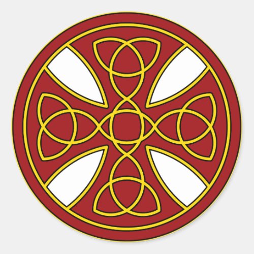 Round Celtic Cross in red and gold Classic Round Sticker