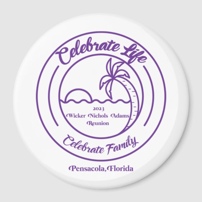 Round Ceramic Magnet w/ Purple Logo