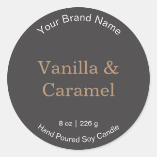 Round Charcoal Candle Label Branding