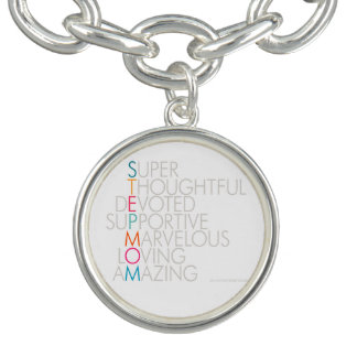 Round Charm Bracelet, Silver Plated Bracelet