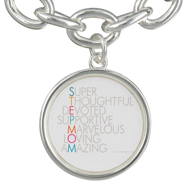 Round Charm Bracelet, Silver Plated Bracelet (Design)