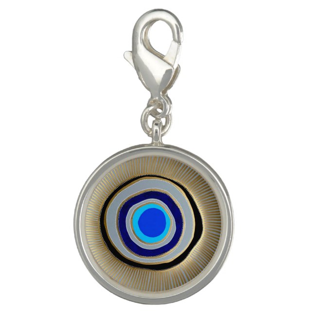 Round Charm-Silver Plated/ Greek Evil Eye Charm (Front)