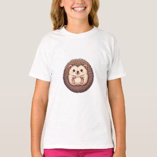 Round Cheerful Hedgehog Sitting Cute Kids T-Shirt