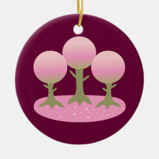 Round Cherry Blossom Trees Ceramic Ornament