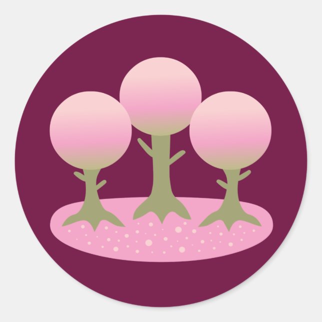 Round Cherry Blossom Trees Classic Round Sticker (Front)
