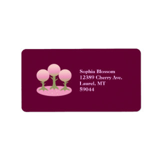 Round Cherry Blossom Trees Label