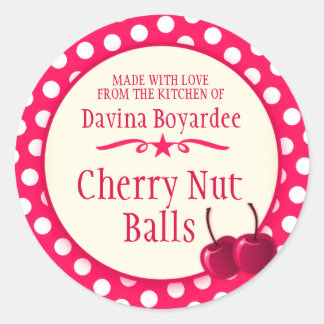 Round cherry red cookie exchange baking stickers
