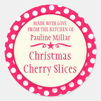 Round cherry red cookie exchange baking stickers