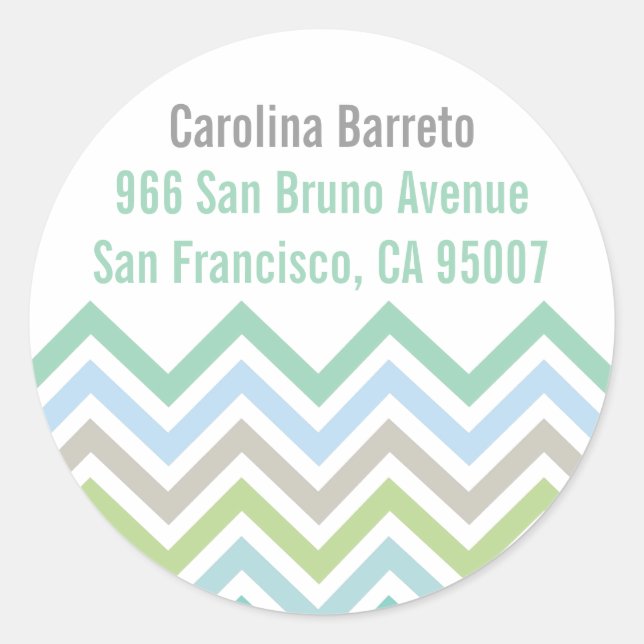 Round Chevron Labels - Blues & Greens (Front)