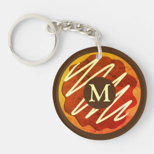 Round chocolate doughnut custom monogram keychain