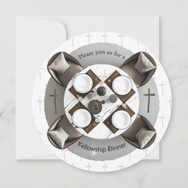 Round Christian Fellowship Dinner Invitation (Front)
