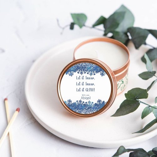 Round Christmas Glow Candle Editable Label Sticker