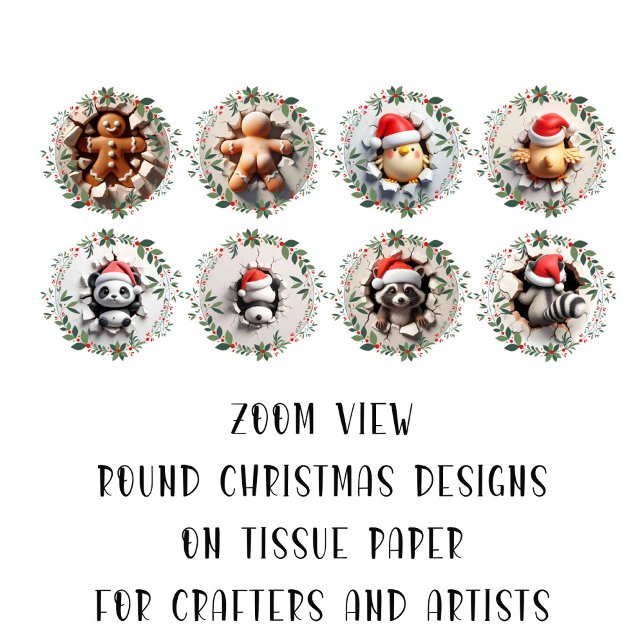 Round Christmas Image DIY Decoupage Ornament Craft Tissue Paper (Creator Uploaded)