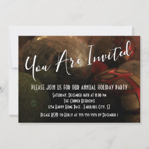 Round Christmas Ornaments Photo, Holiday Party Invitation