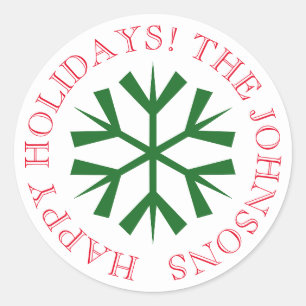 Round Christmas stickers with snowflake