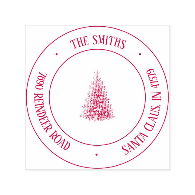 Round Christmas Tree Return Address Stamp (Design)