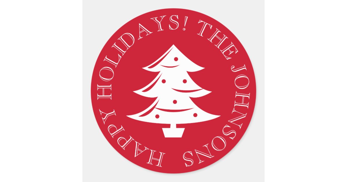 Round Christmas Tree Stickers And Envelope Seals Zazzle Com
