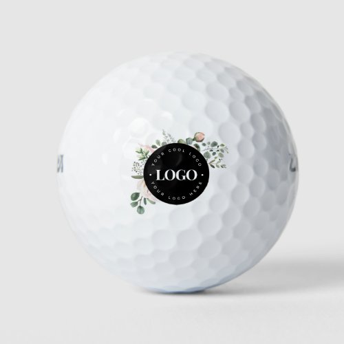 Round Circle Custom Company Logo Floral Greenery  Golf Balls