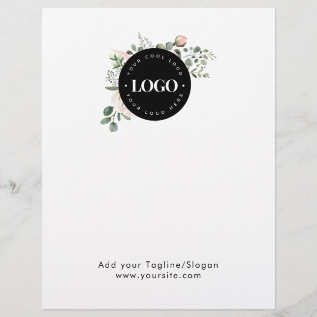 Round Circle Custom Company Logo Floral Greenery   Letterhead (Front)