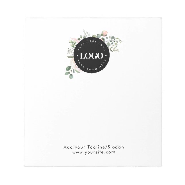 Round Circle Custom Company Logo Floral Greenery   Notepad (Front)