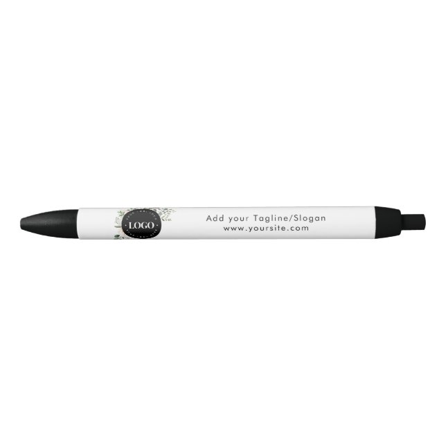Round Circle Custom Company Logo Floral Greenery   Pen (Front)