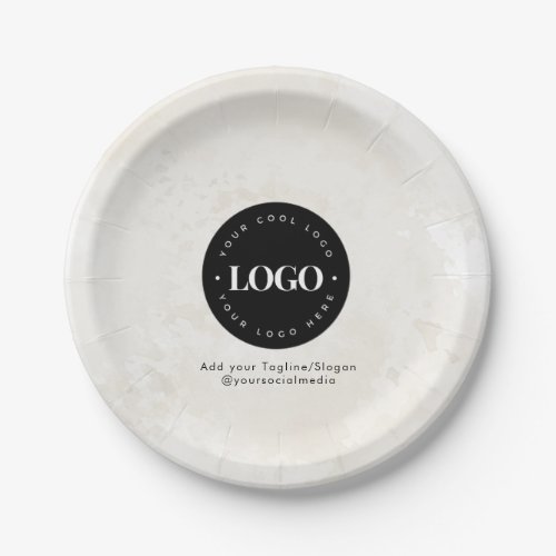 Round Circle Custom Company Logo Minimalist Marble Paper Plates