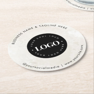 Round Circle Custom Company Logo Minimalist Marble Round Paper Coaster