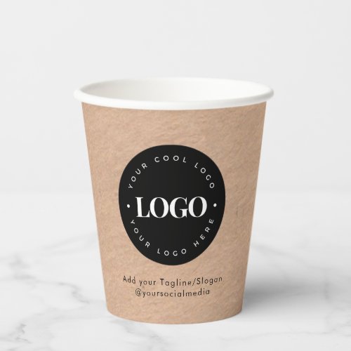 Round Circle Custom Company Logo Rustic Kraft Pape Paper Cups