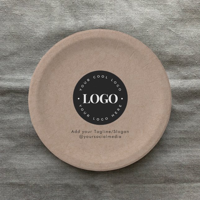 Round Circle Custom Company Logo Rustic Kraft  Paper Plates (Creator Uploaded)