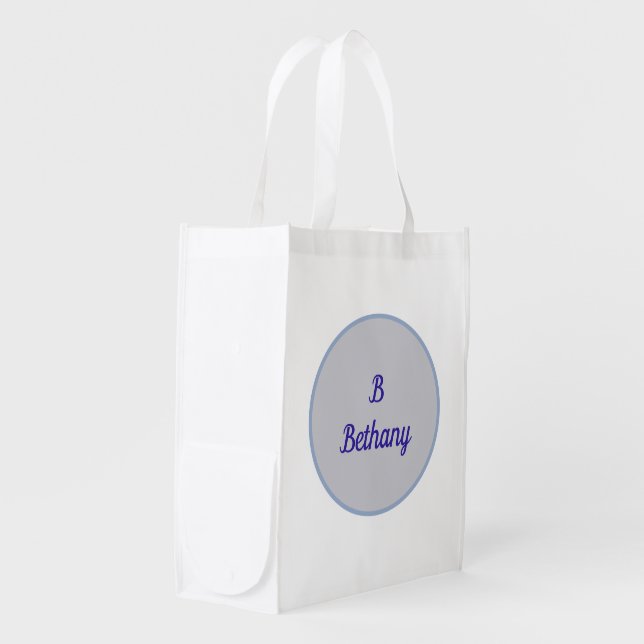 Round Circle Design with Monogram Grocery Bag (Front Side)