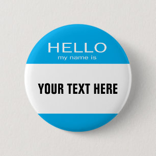 Round Circle Hello My Name Is Button